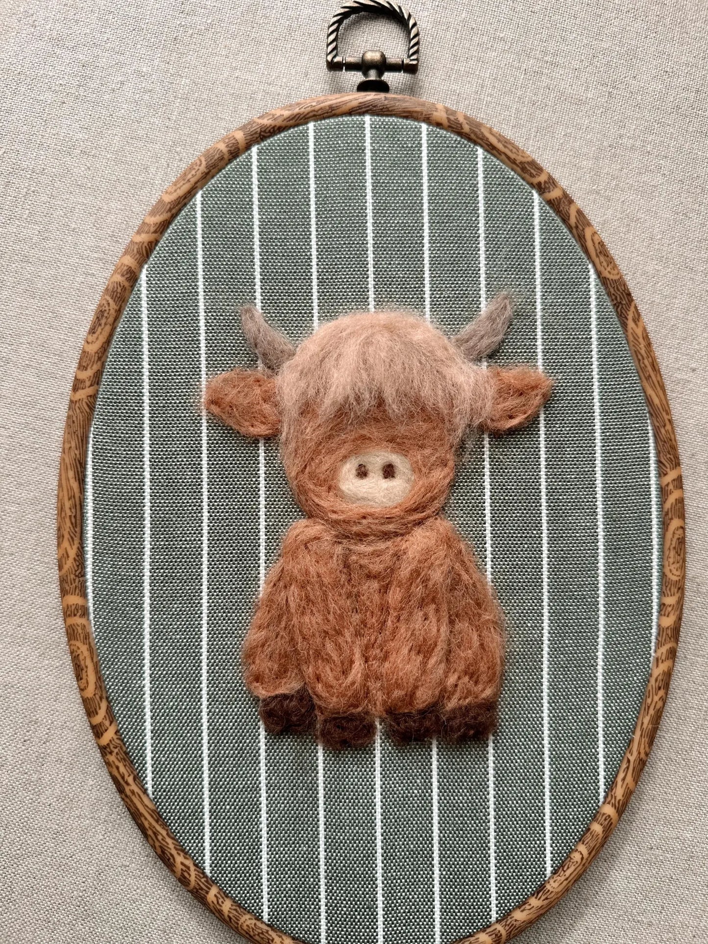 highland cow felted wall art for nursery
