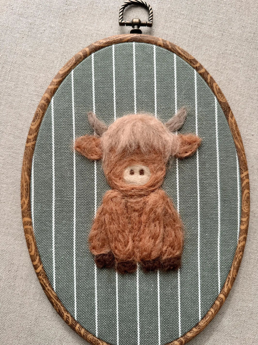 highland cow felted wall art for nursery